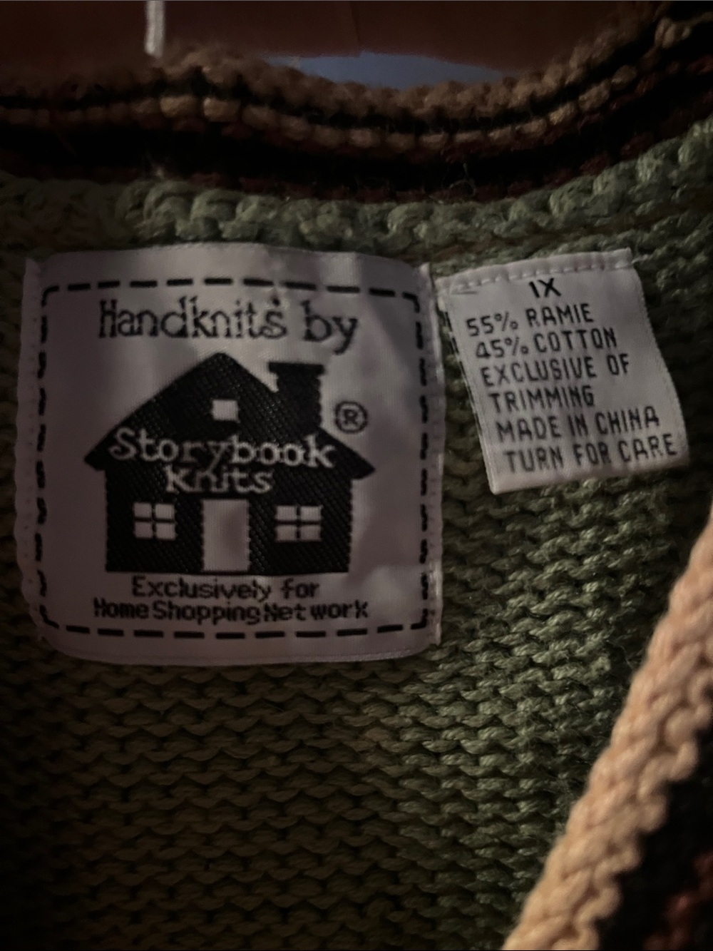 Storybook Knits Olive Green Cardigan with Pink Floral Embroidery - Picture 5 of 8